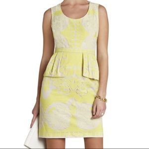 BCBG MaxAzria size 8 yellow lace peplum dress